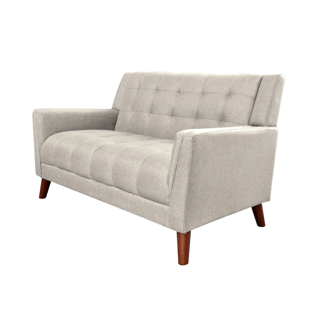 Beige Fabric Tufted Loveseat J327