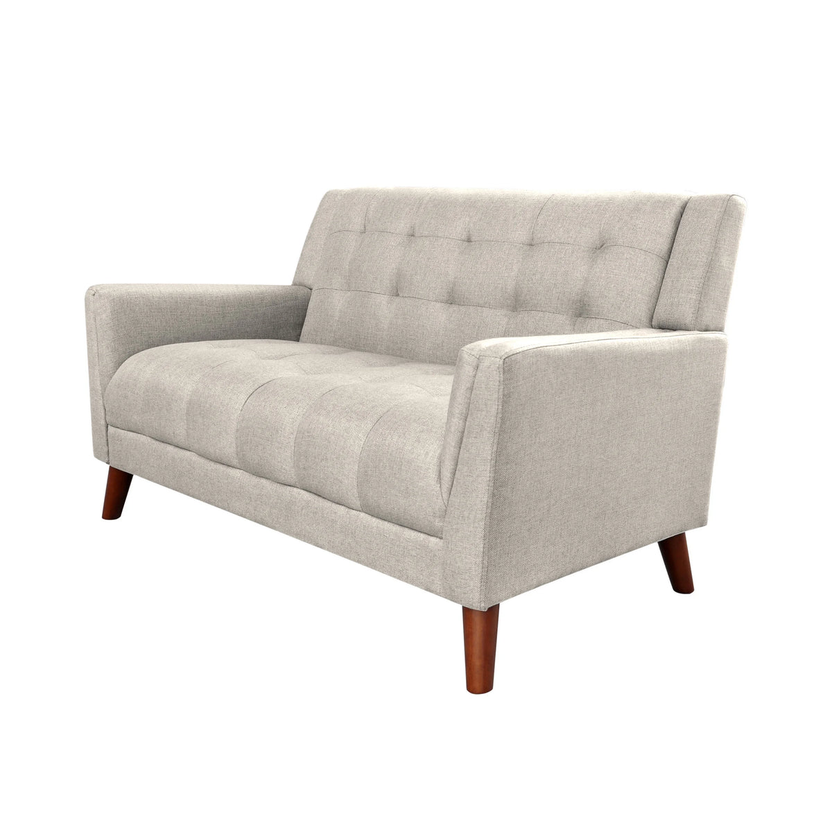 Beige Fabric Tufted Loveseat J327