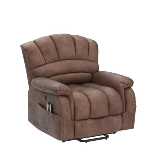 Large Power Lift Recliner Chair with Massage and Heat, Extra Wide & Oversized Electric Recliner, 350lbs Capacity (Brown) U346369