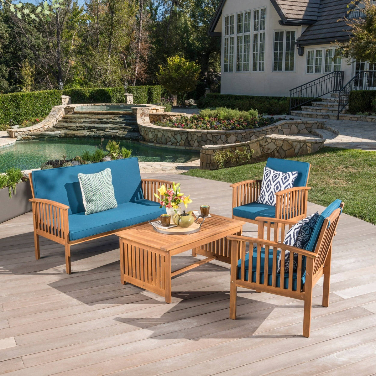 4-Piece Outdoor Acacia Sofa Set V974734