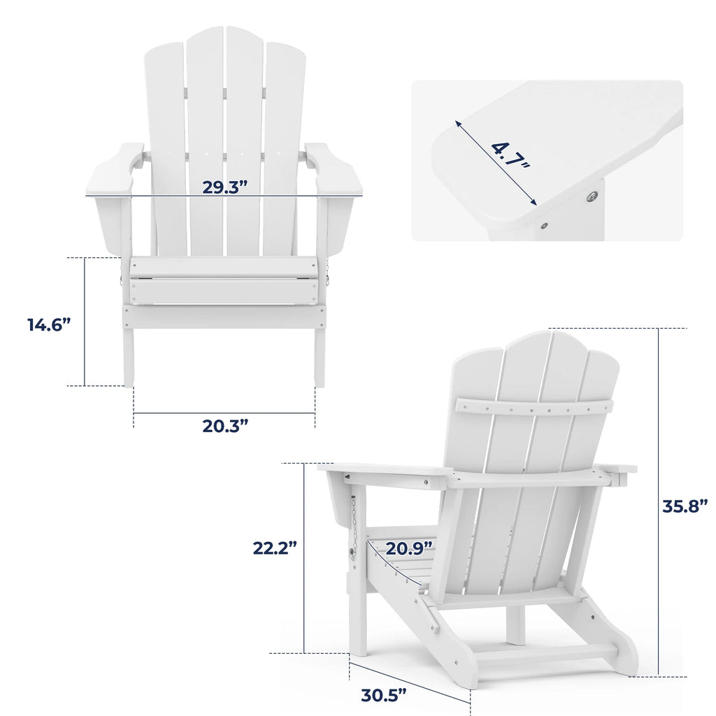 White HDPE Folding Adirondack Chair M720