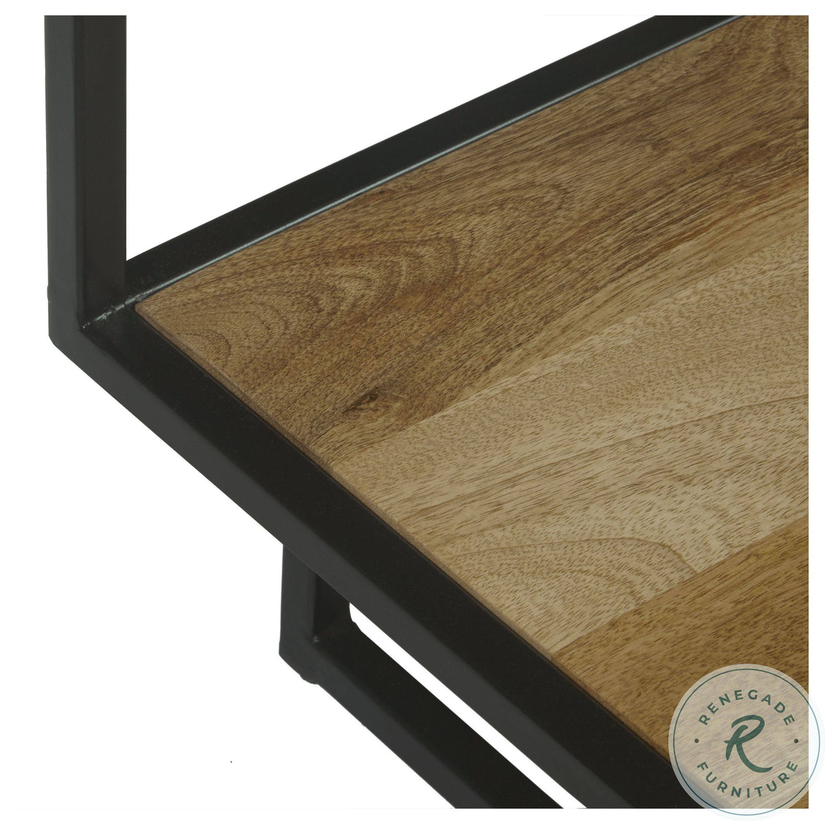 Black Glass Top End Table with Wooden Shelf T18254