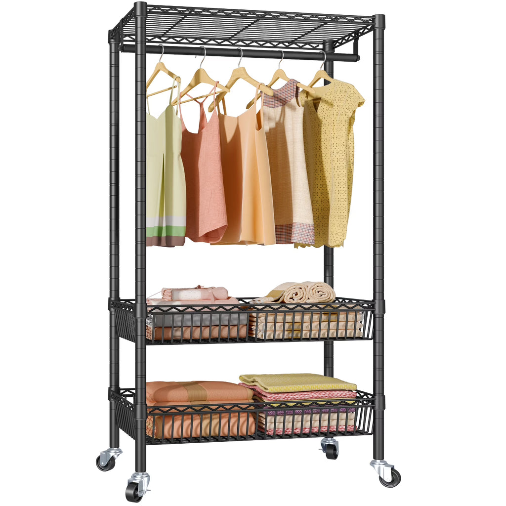 Black Rolling Laundry Sorter Cart with Wheels A724