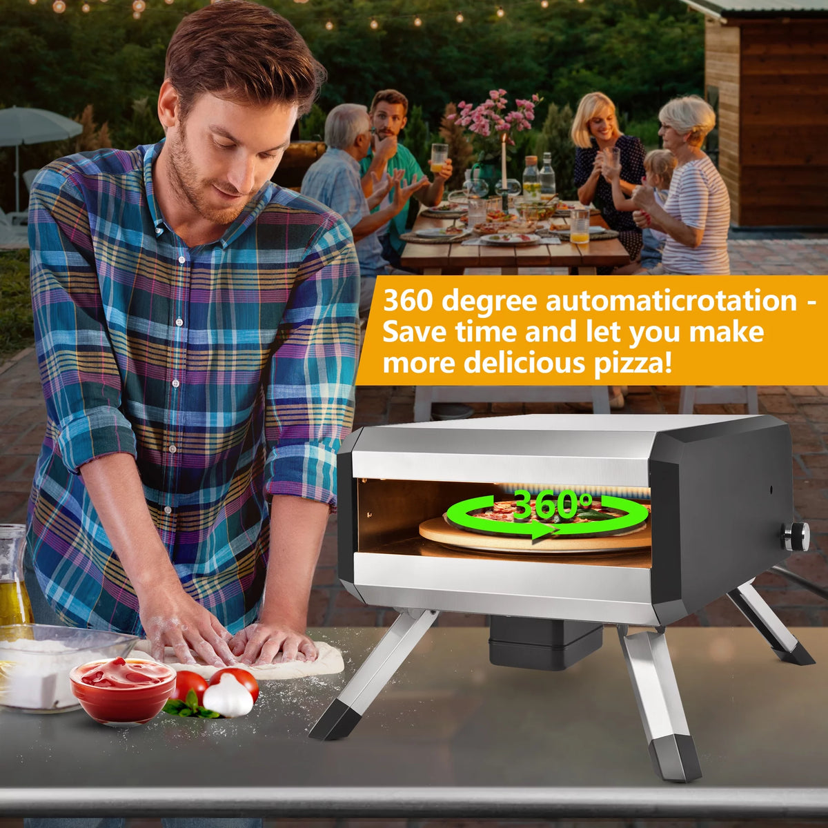 Portable Stainless Steel Gas Pizza Oven with 14" Pizza Stone T699098