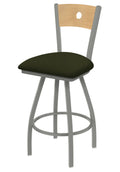 Swivel Counter Stool with Anodized Nickel Finish, Natural Back, and Pine Seat X970490