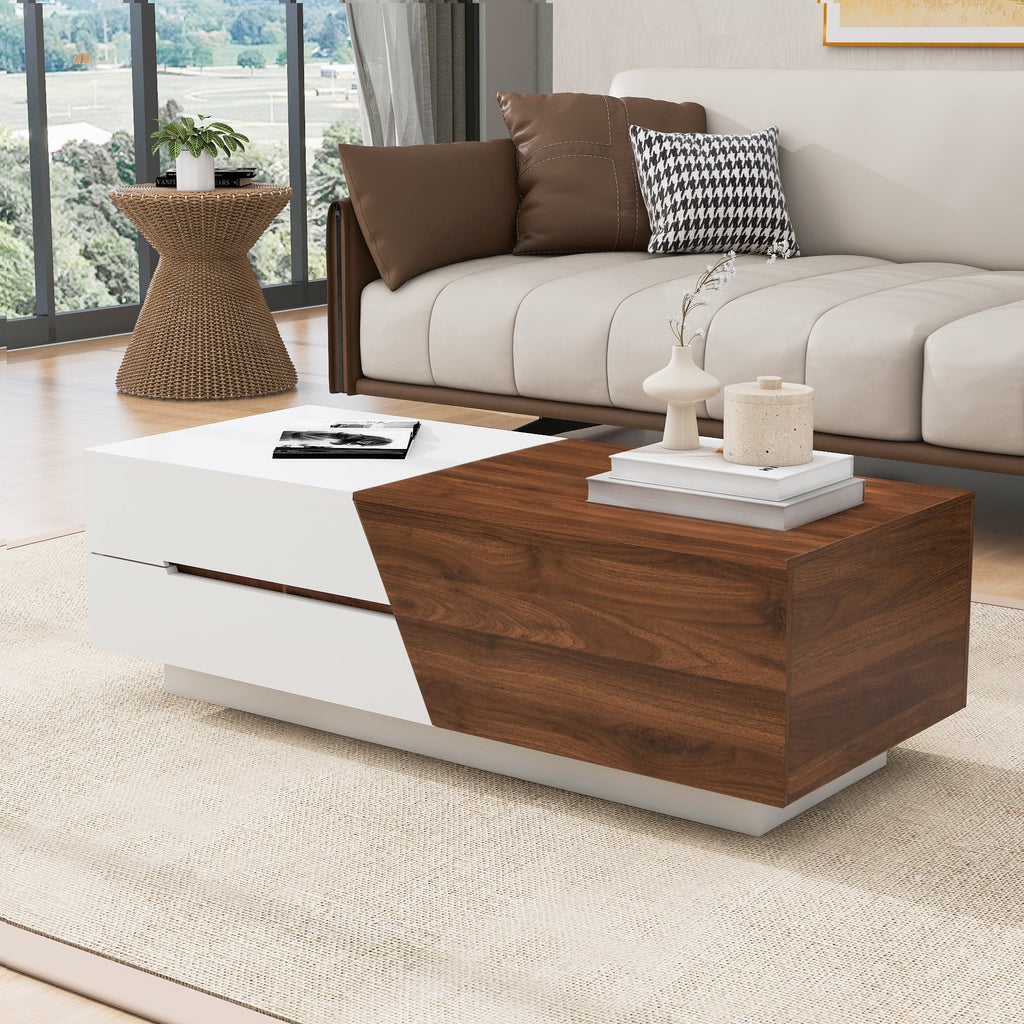 Extendable Coffee Table with Sliding Top and Storage Drawers Q7762