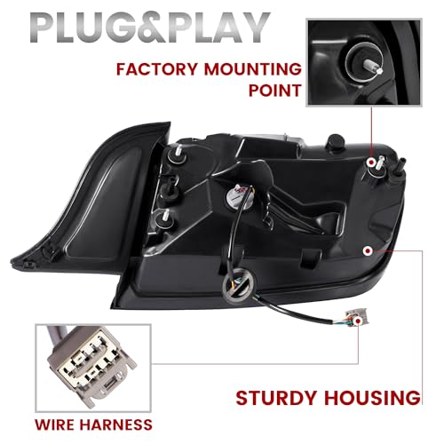 LED Tail Lights Assembly with Clear Lens Black Housing X354