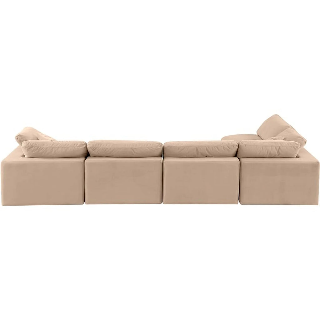Beige Velvet Modular Sectional S38133