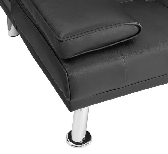 Black Faux Leather Futon Sofa Bed Z84763