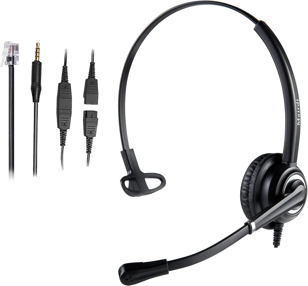 Noise Canceling Microphone Mono Call Center Office Headset with RJ9 Jack & 3.5mm Connector C547