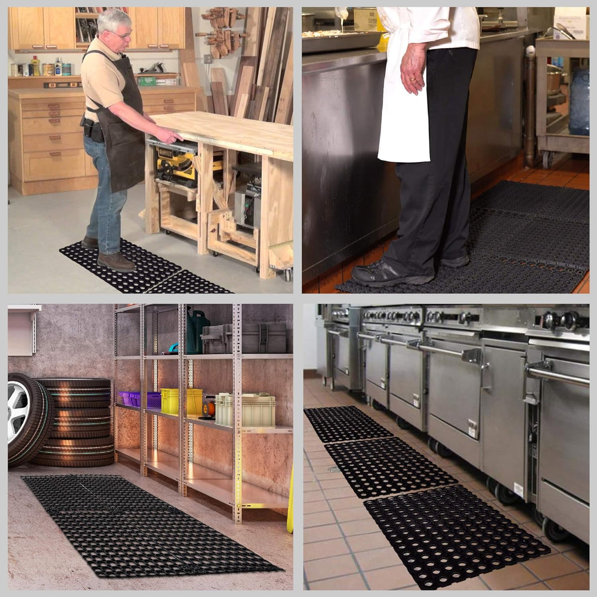 Interlocking Rubber Drainage Floor Mat 24 x 16 inches 12 Mats E581255