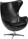 Black Leather Egg Chair with Tilt-Lock Mechanism E43918