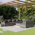 9 Piece Poly Rattan Outdoor Sectional Sofa Set with Anthracite Cushions Steel Frame Z849840