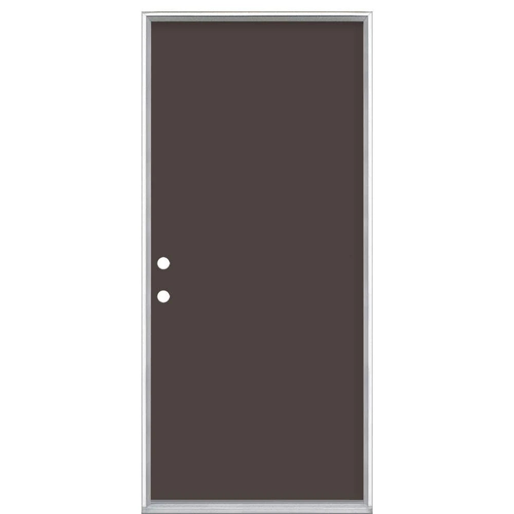 36 in. x 80 in. Flush Right-Hand Inswing Painted Steel Prehung Exterior Door G48398