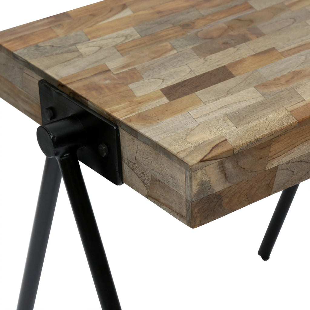 Gray and Black Mango Wood and Iron Side Table L708580
