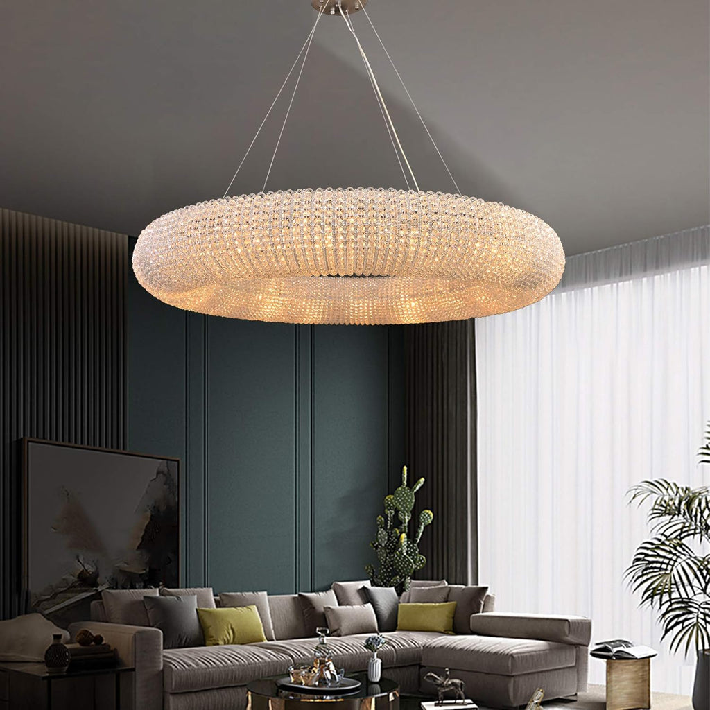 Crystal LED Pendant Chandelier with Stainless Steel Cable 5 Rings B8446