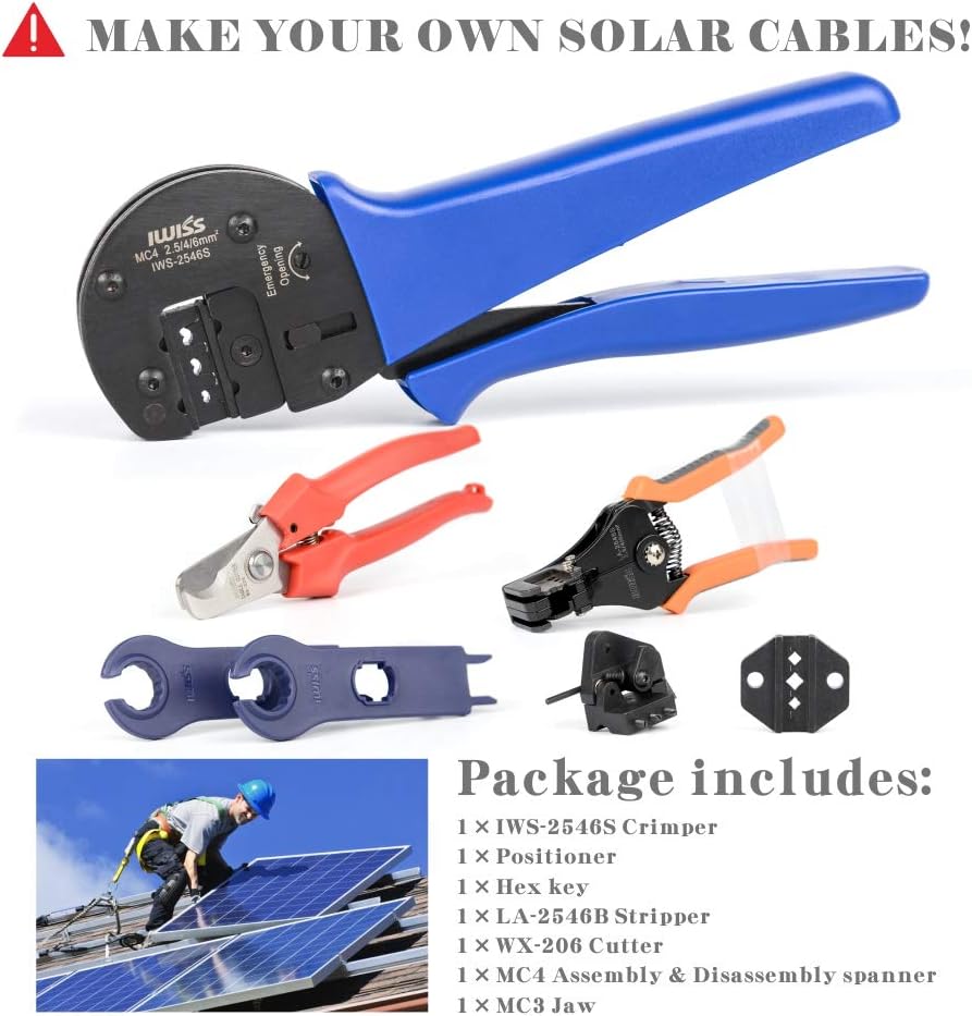 Solar Crimping Tool Kit with Wire Cable Cutter and Stripper K496