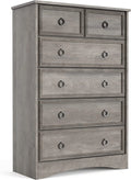 Gray 6 Drawer Wood Dresser Y7344