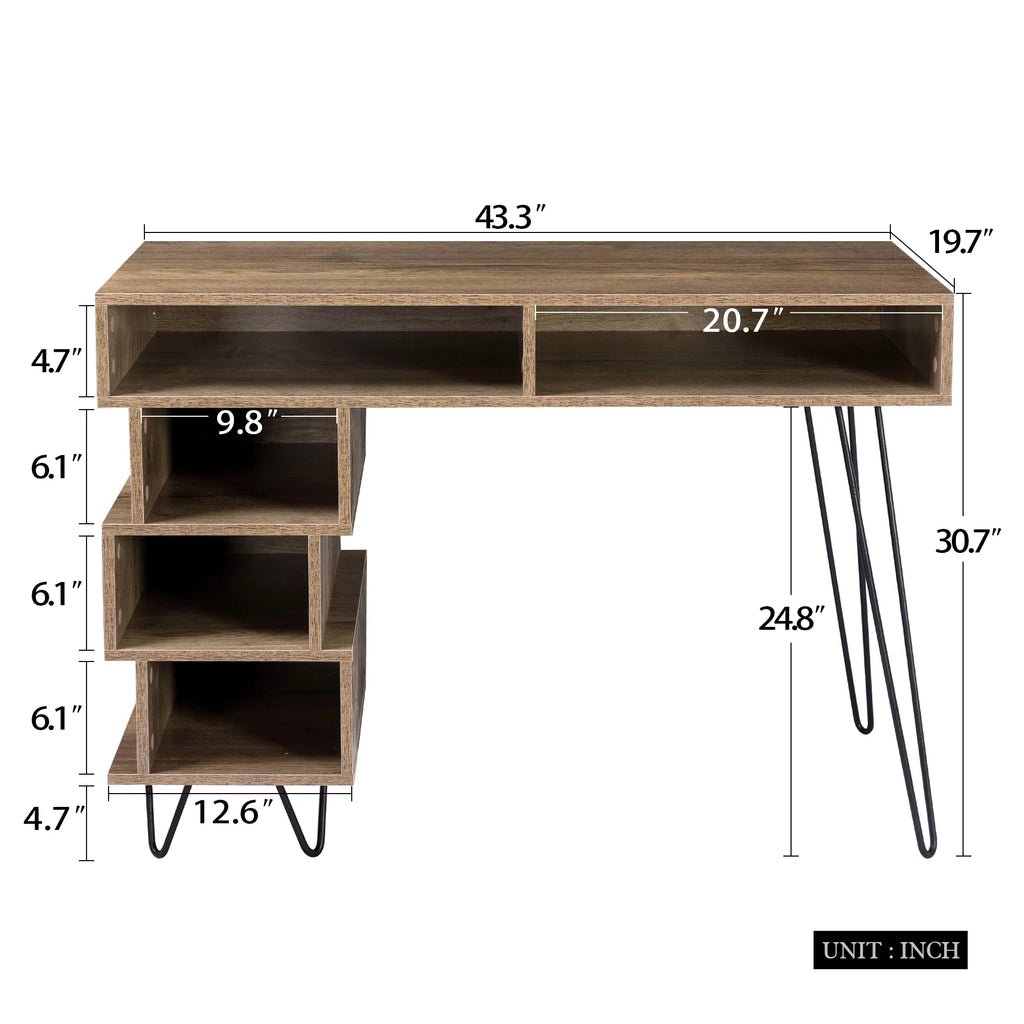 Brown Computer Desk with V-Shaped Iron Leg D26833