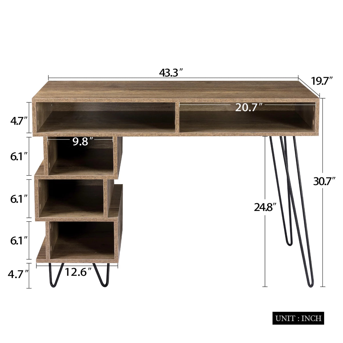 Brown Computer Desk with V-Shaped Iron Leg D26833
