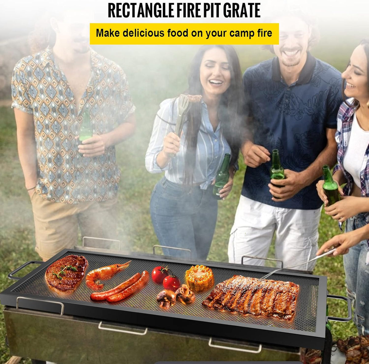 32 x 15 inch Black Steel Fire Pit Grill Grate X61963