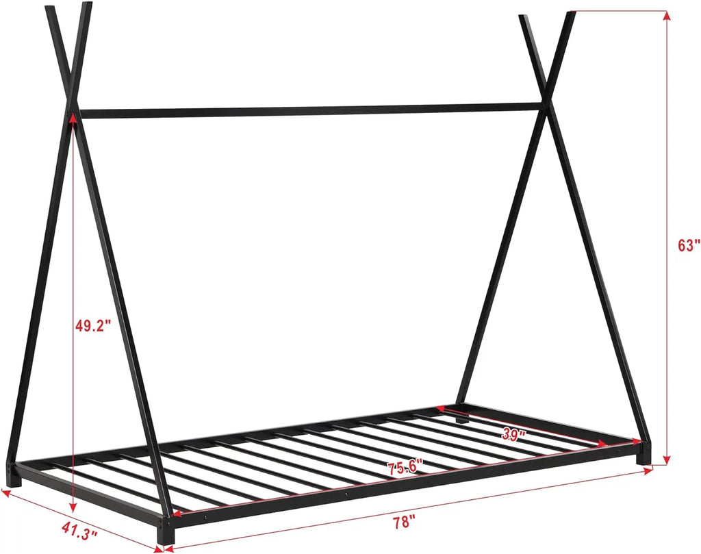 White Metal Toddler House Bed Frame L36977