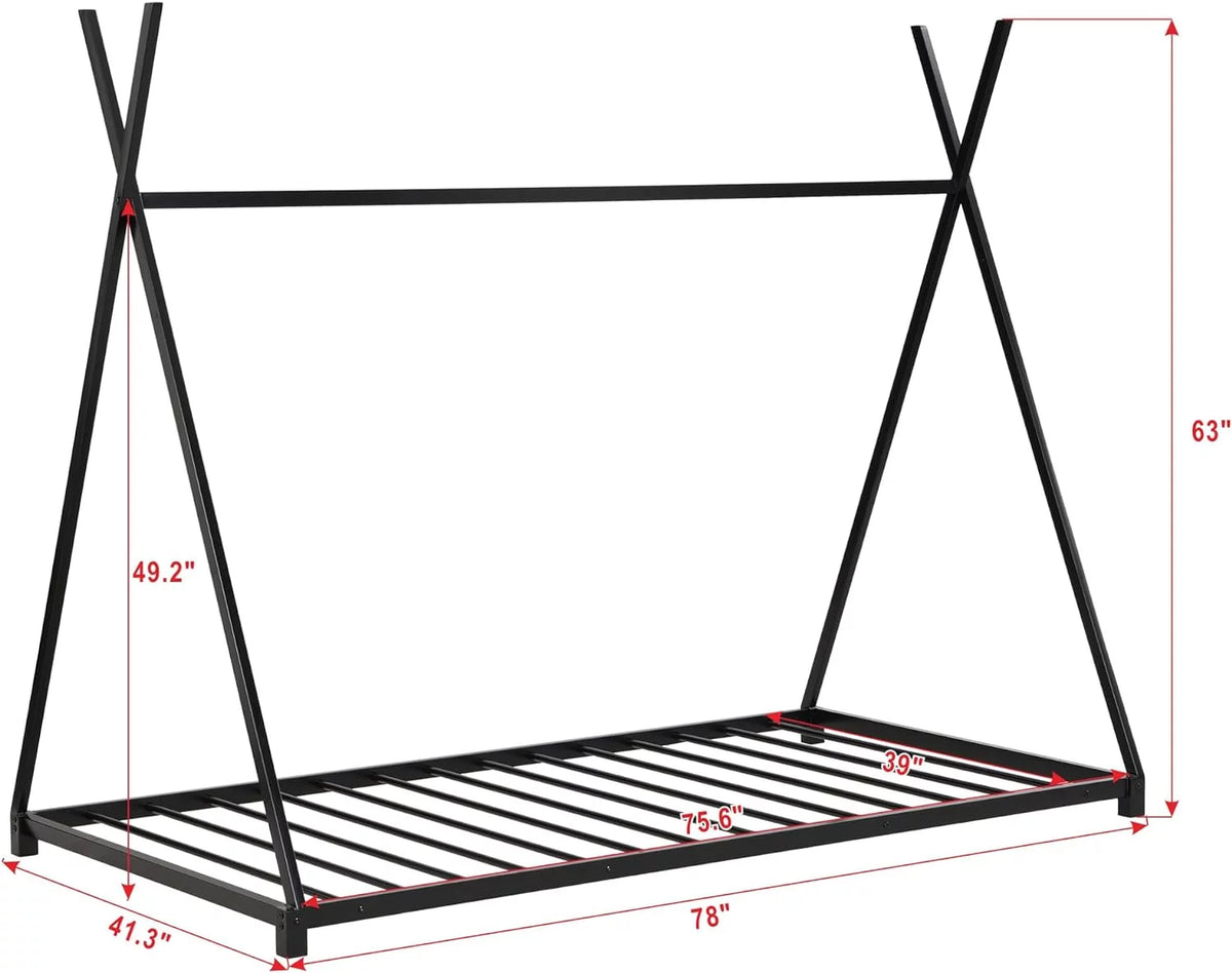 White Metal Toddler House Bed Frame L36977
