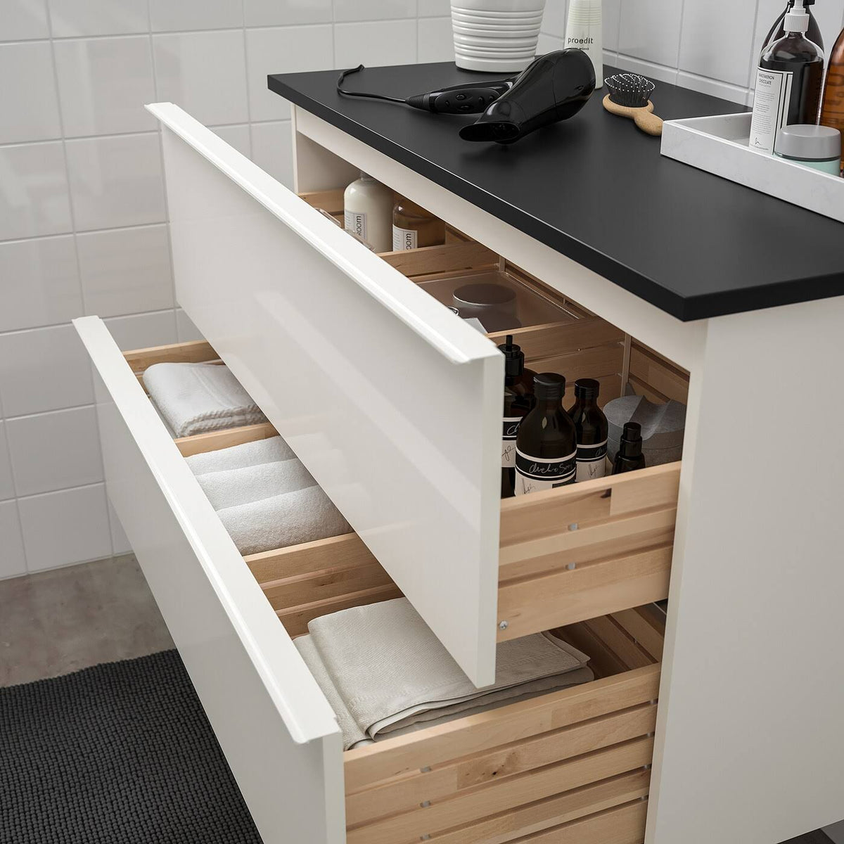 High Gloss White Sink Cabinet with 2 Drawers P5571
