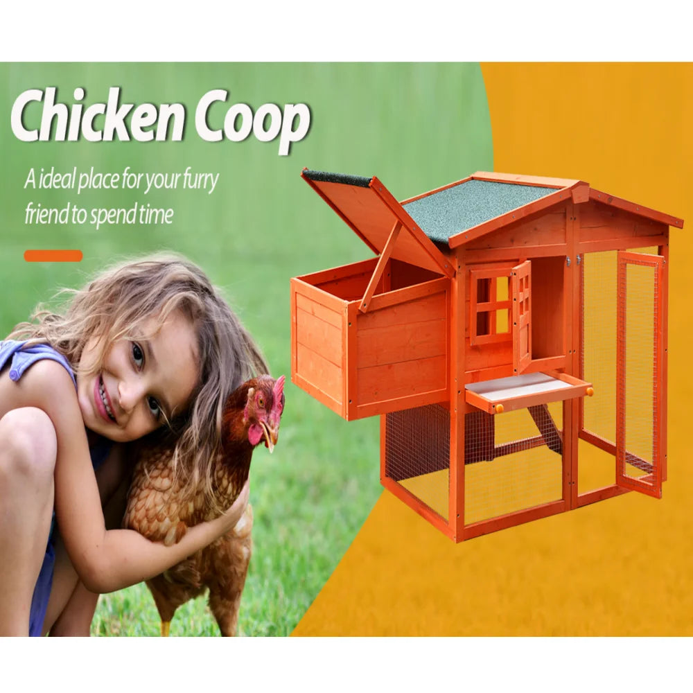 Large Wooden Chicken Coop with Nest Box A431100