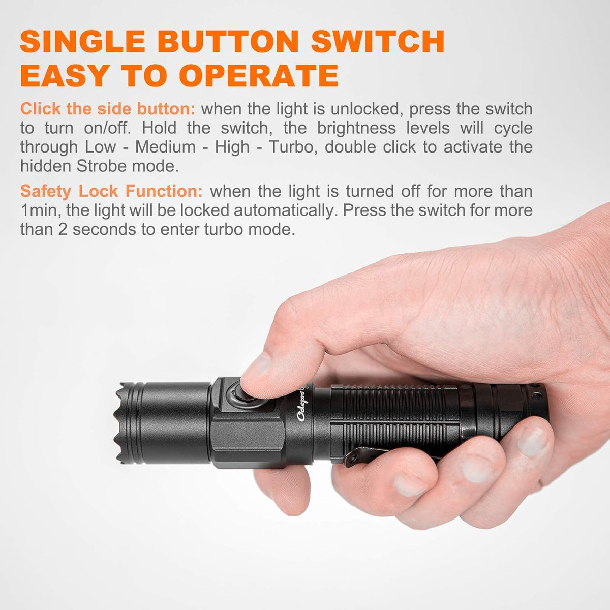 1200 Lumen LED Rechargeable Flashlight with Power Display, IP67 Waterproof, 5 Light Modes L564866