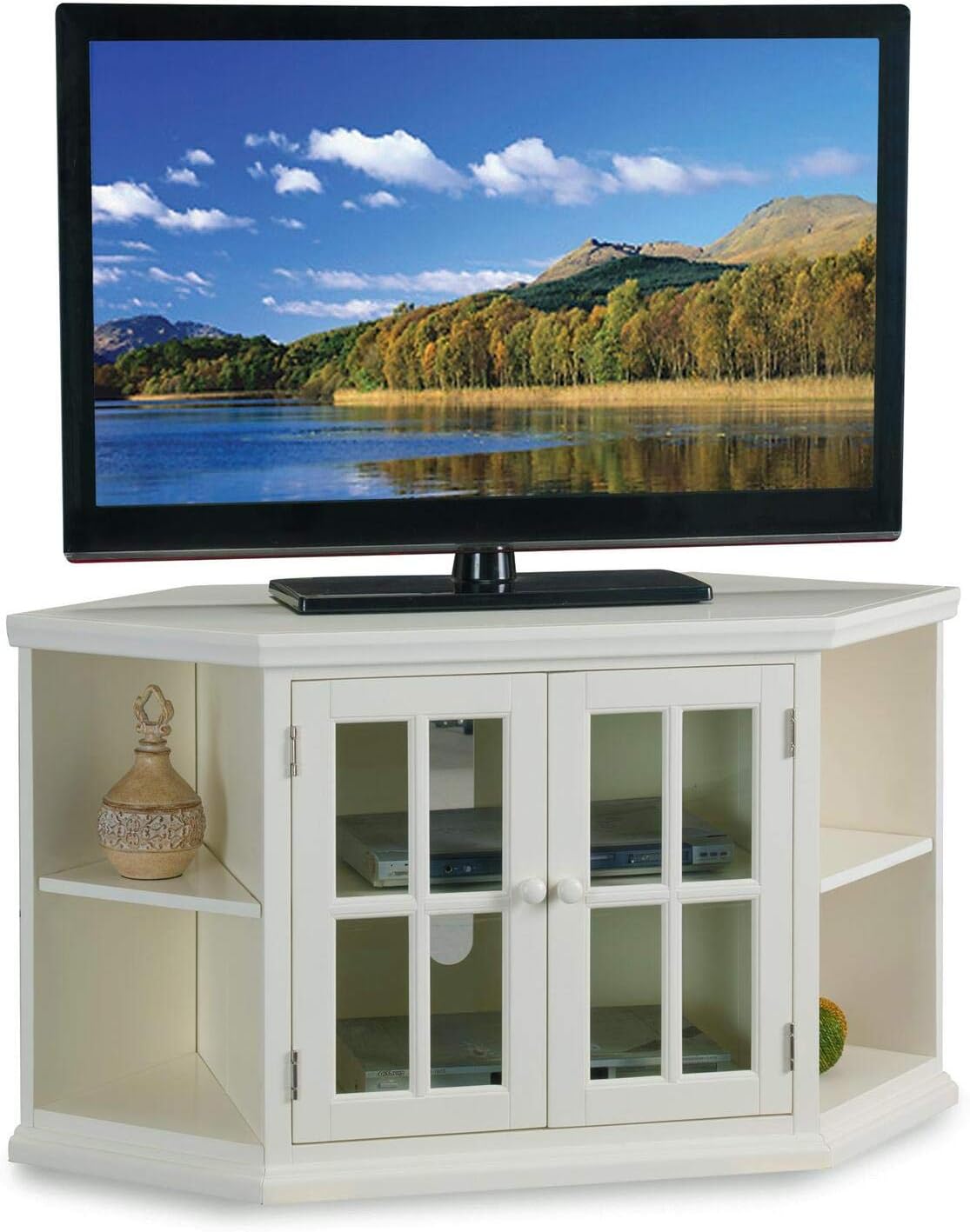 White 46 Corner Tv Stand with Bookcases C376