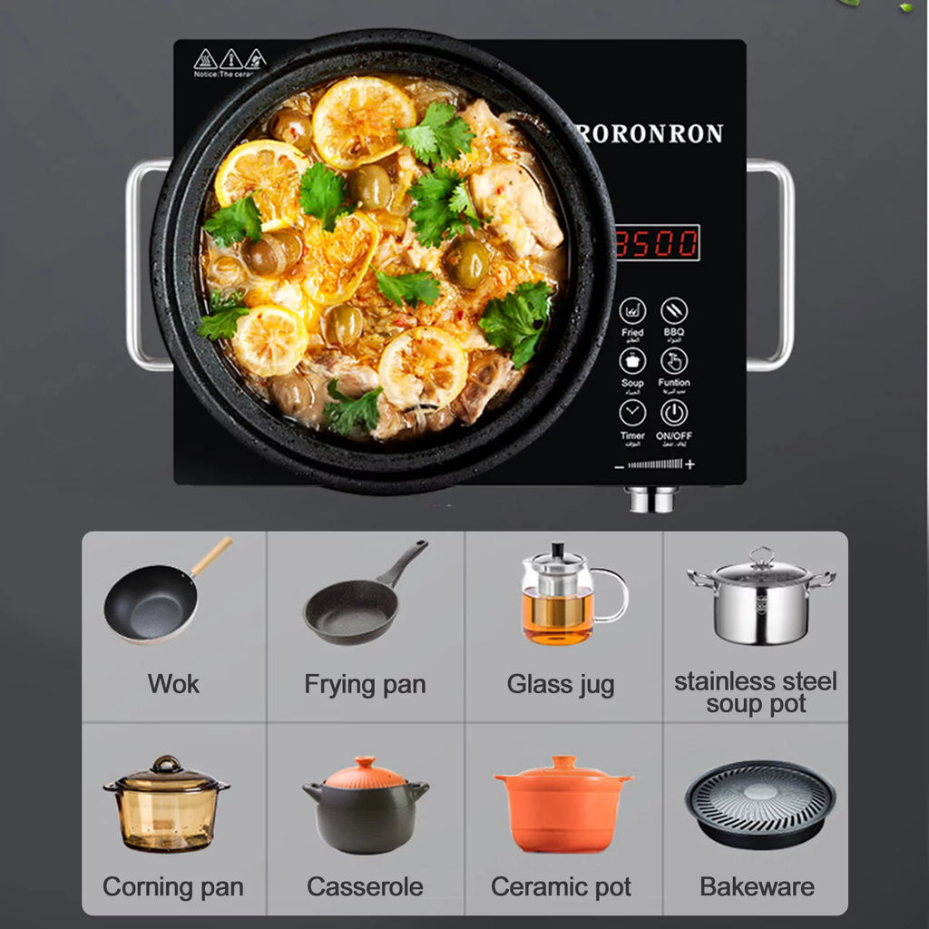 Electric Hot Plate Infrared Induction Cooktop 3500W Ceramic Glass Z972