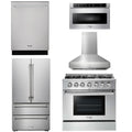 36 In. Natural Gas Range, Range Hood, Microwave Drawer, Refrigerator, Dishwasher J706