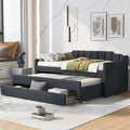 Twin Size Upholstered Daybed with Trundle and Drawers, Dark Gray U969530