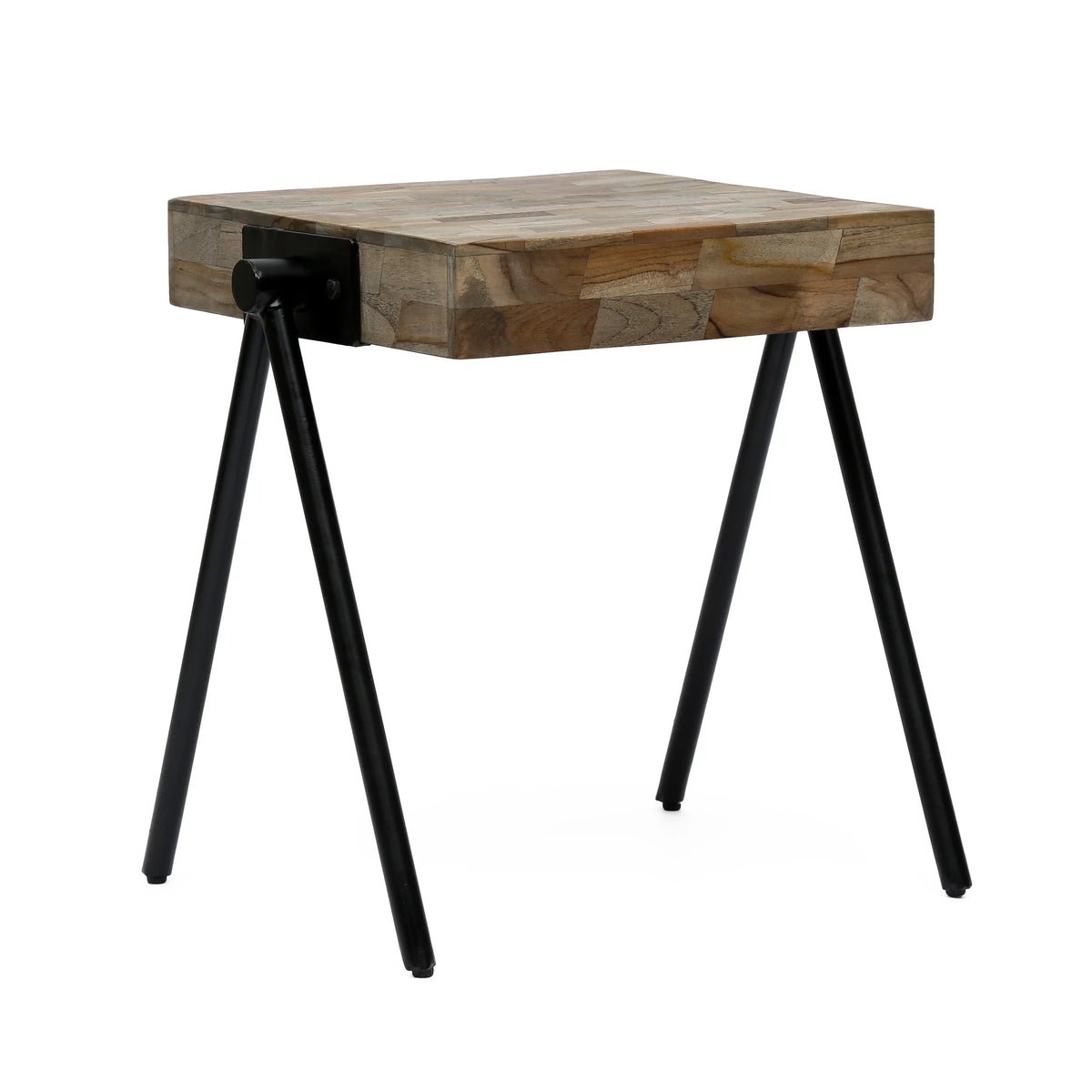 Gray and Black Mango Wood and Iron Side Table L708580