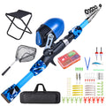 Fishing Rod and Reel Combo with Collapsible Stool, Landing Net, Telescopic Pole, and Tackle Box G452012