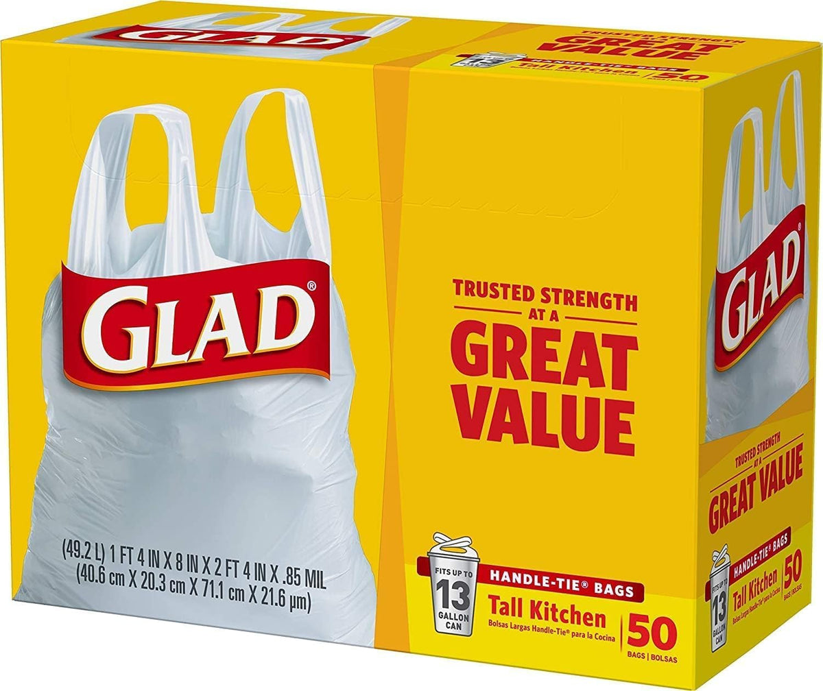 Tall Kitchen Trash Bags 13 Gallon White 50 Count Pack of 2 K490447