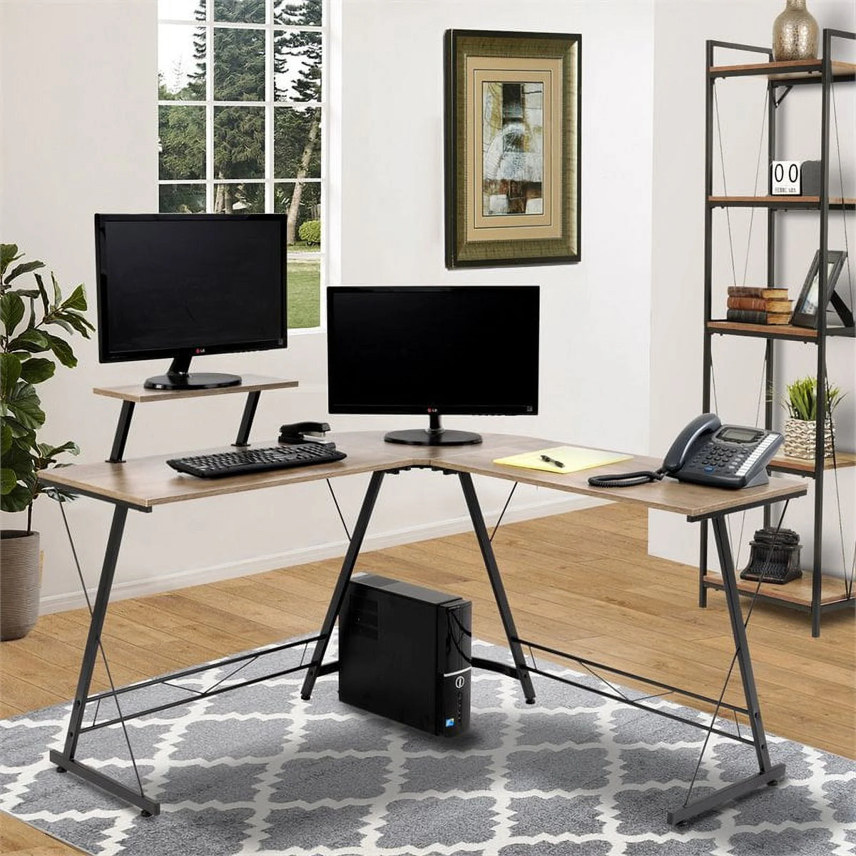 51" Contemporary Wood L-Workcenter D9862