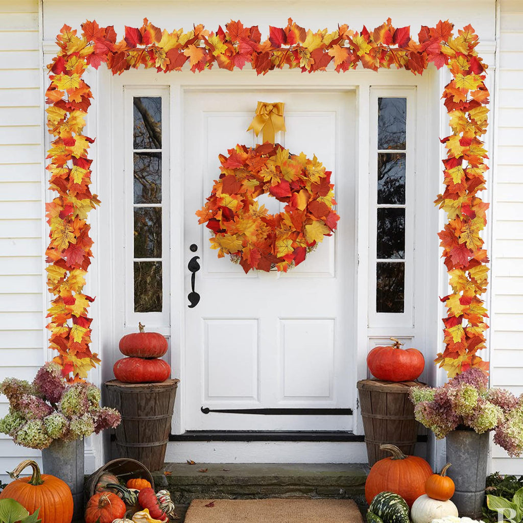 Maple Leaves Garland with Lights S5529