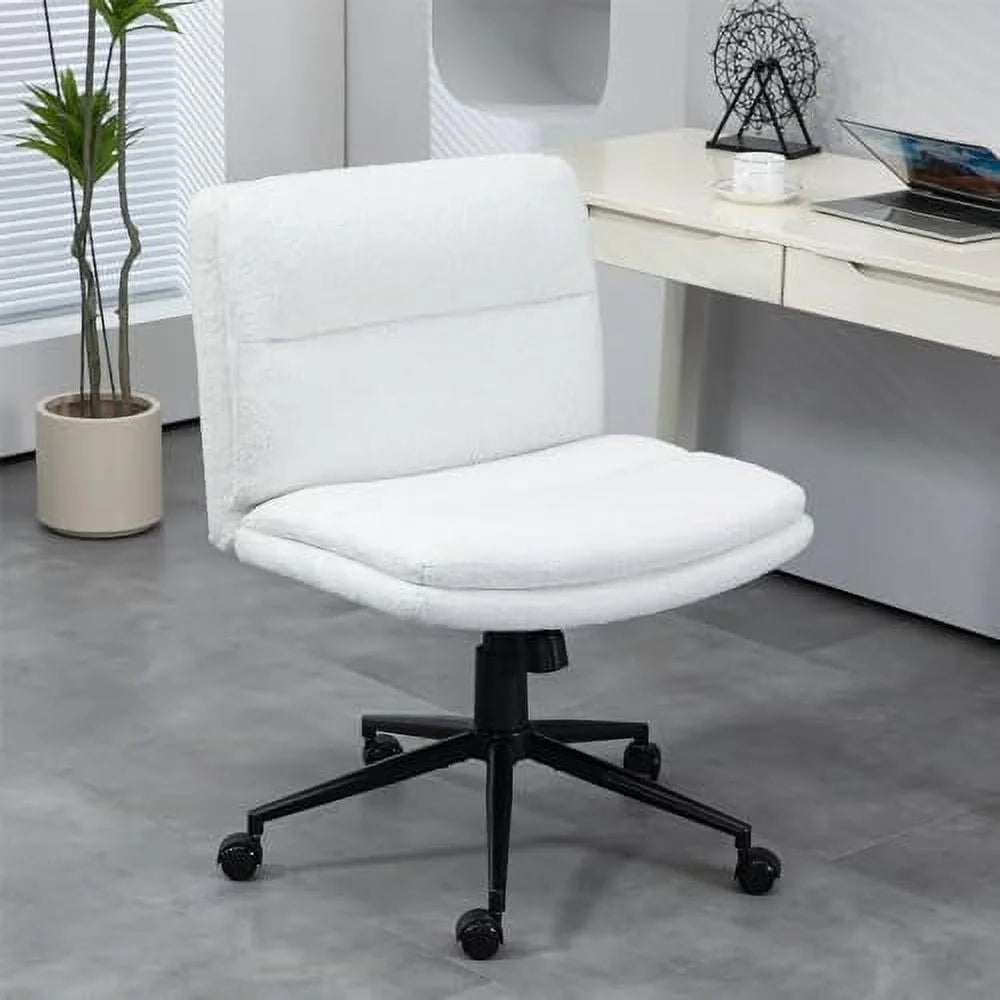 Black Armless Fabric Office Chair with Wheels Q757