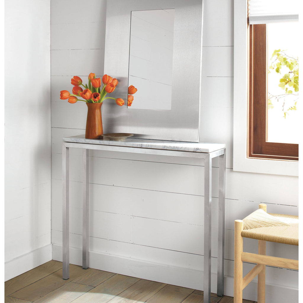 White Venatino Marble Top Parsons Console Table G76799