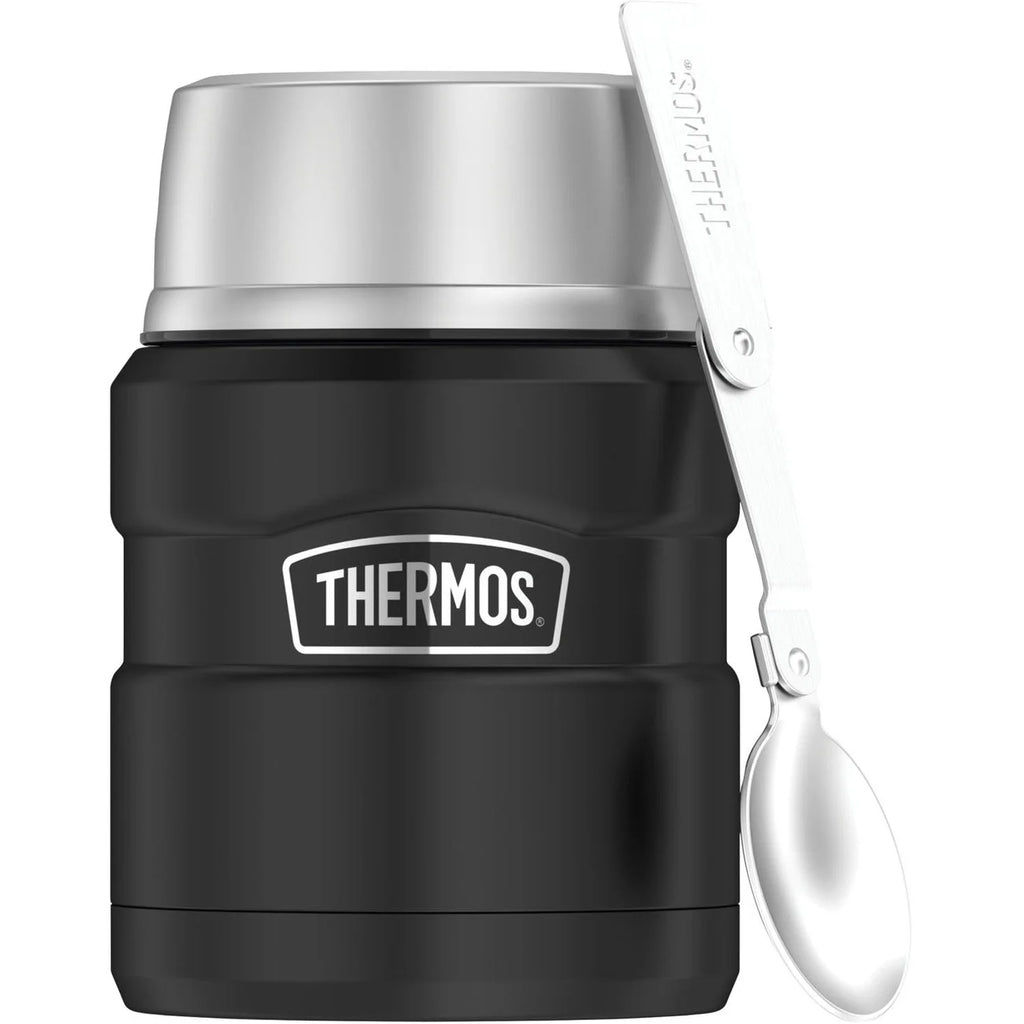 Black Stainless Steel Vacuum Insulated Food Jar With Spoon, 16 oz U3934