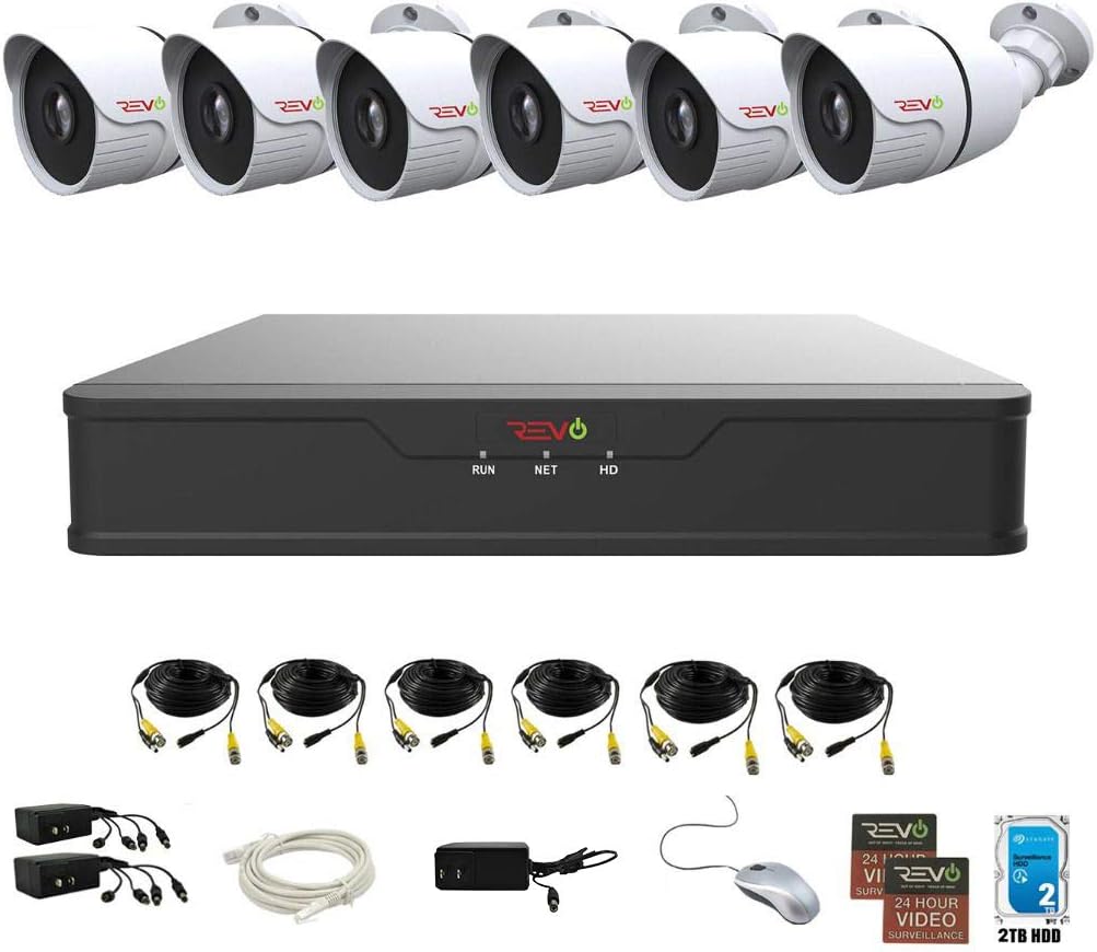 8Ch 2TB HDD DVR Video Security System with 6 x 1080p IR Bullet Cameras R3976