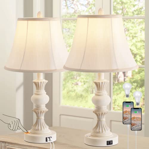 Bronze Table Lamp Set of 2 with Faux Silk Shade L889