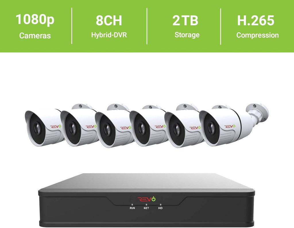 8Ch 2TB HDD DVR Video Security System with 6 x 1080p IR Bullet Cameras R3976