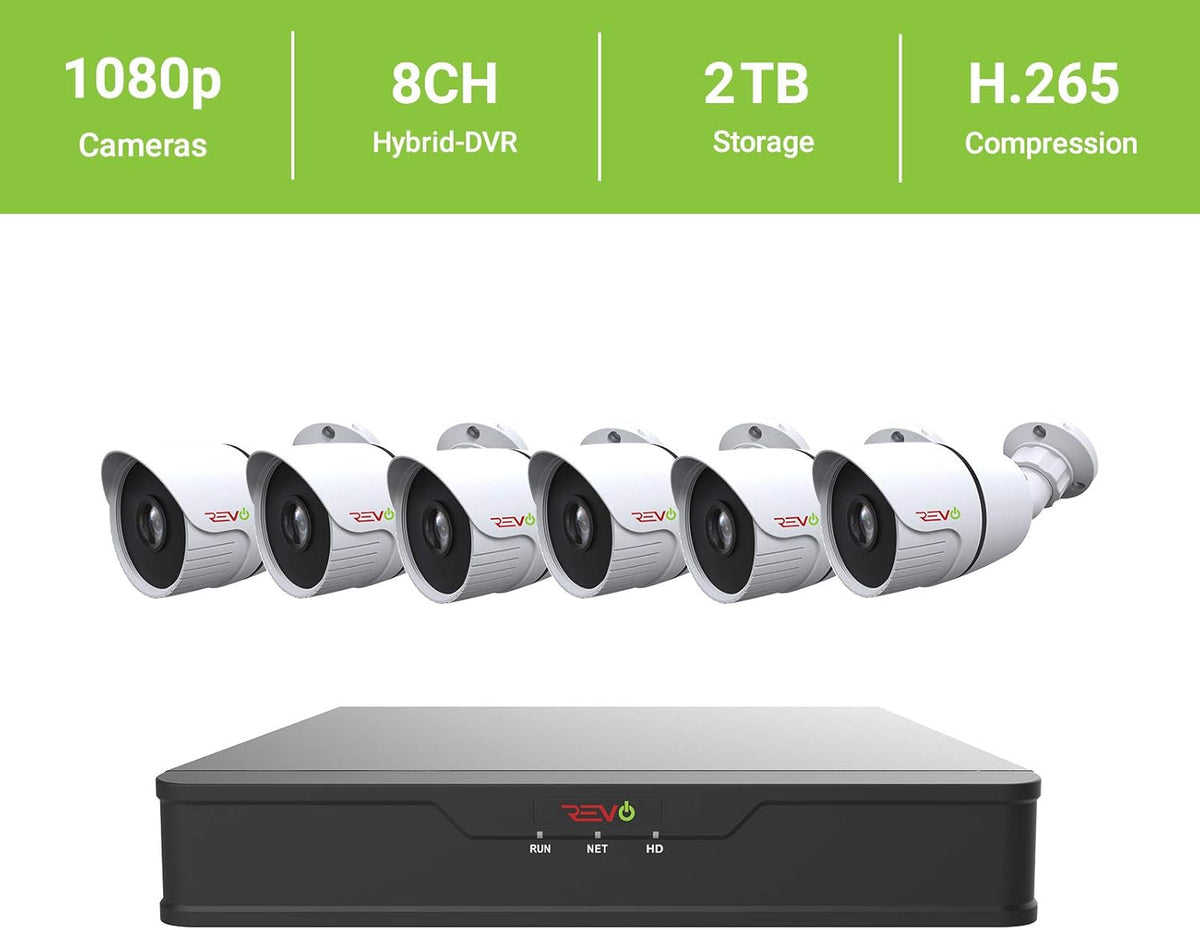 8Ch 2TB HDD DVR Video Security System with 6 x 1080p IR Bullet Cameras R3976