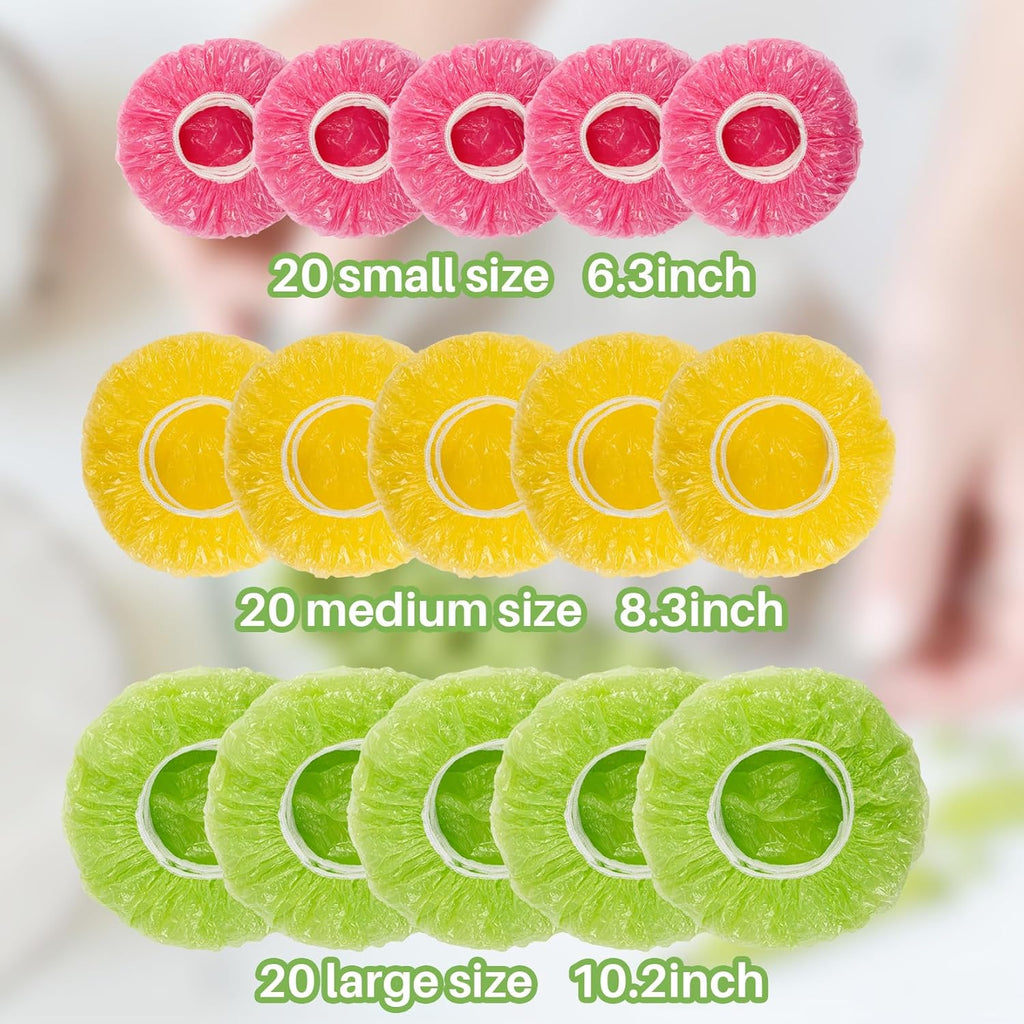 60 Pcs Reusable Elastic Plastic Bowl Covers A8060