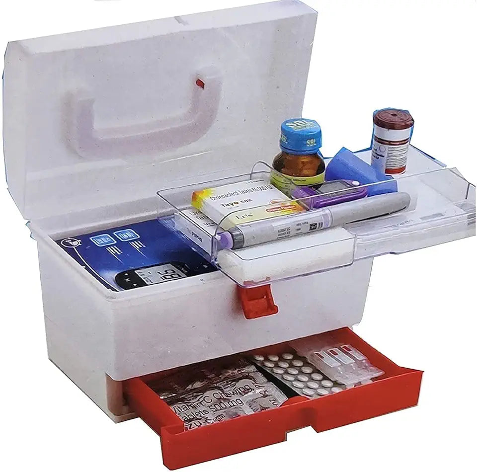 Plastic Medicine First Aid Kit Storage Box Cosmetic Organizer Box D20224