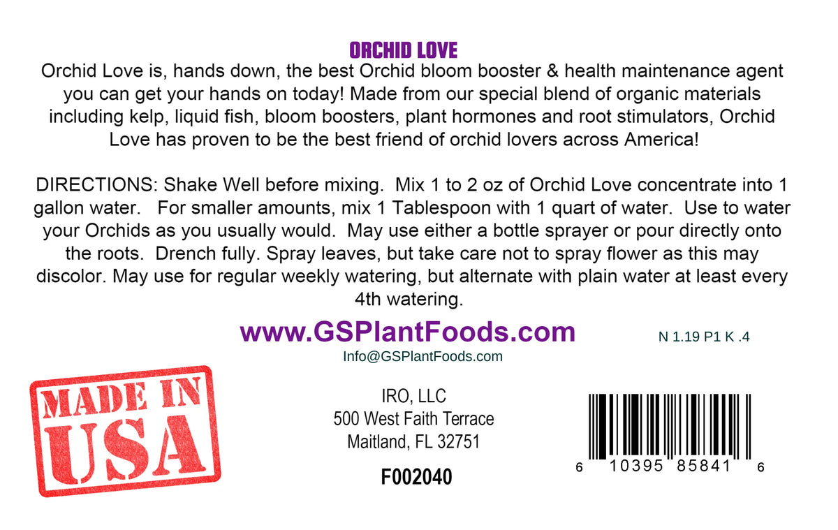 Organic Orchid Fertilizer 1 Gallon Liquid Concentrate N658