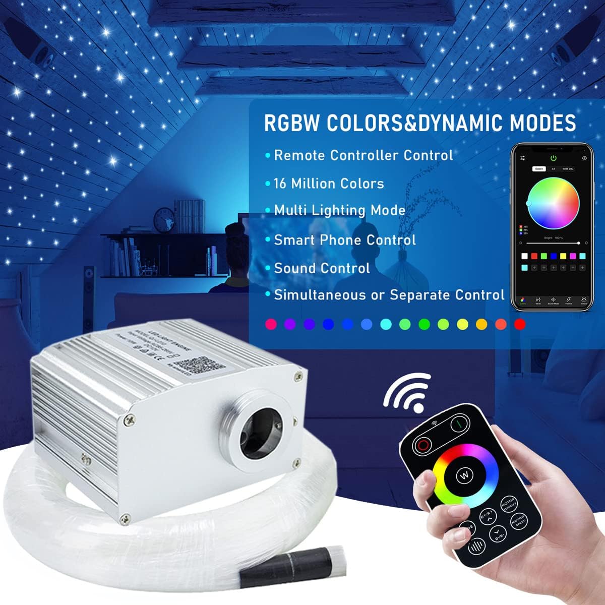 10w RGBW Fiber Optic Star Ceiling Lights Kit S26300